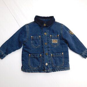 Hurley Baby Boy 12 Months Blue Denim Sherpa Lined Corduroy Collar Jacket
